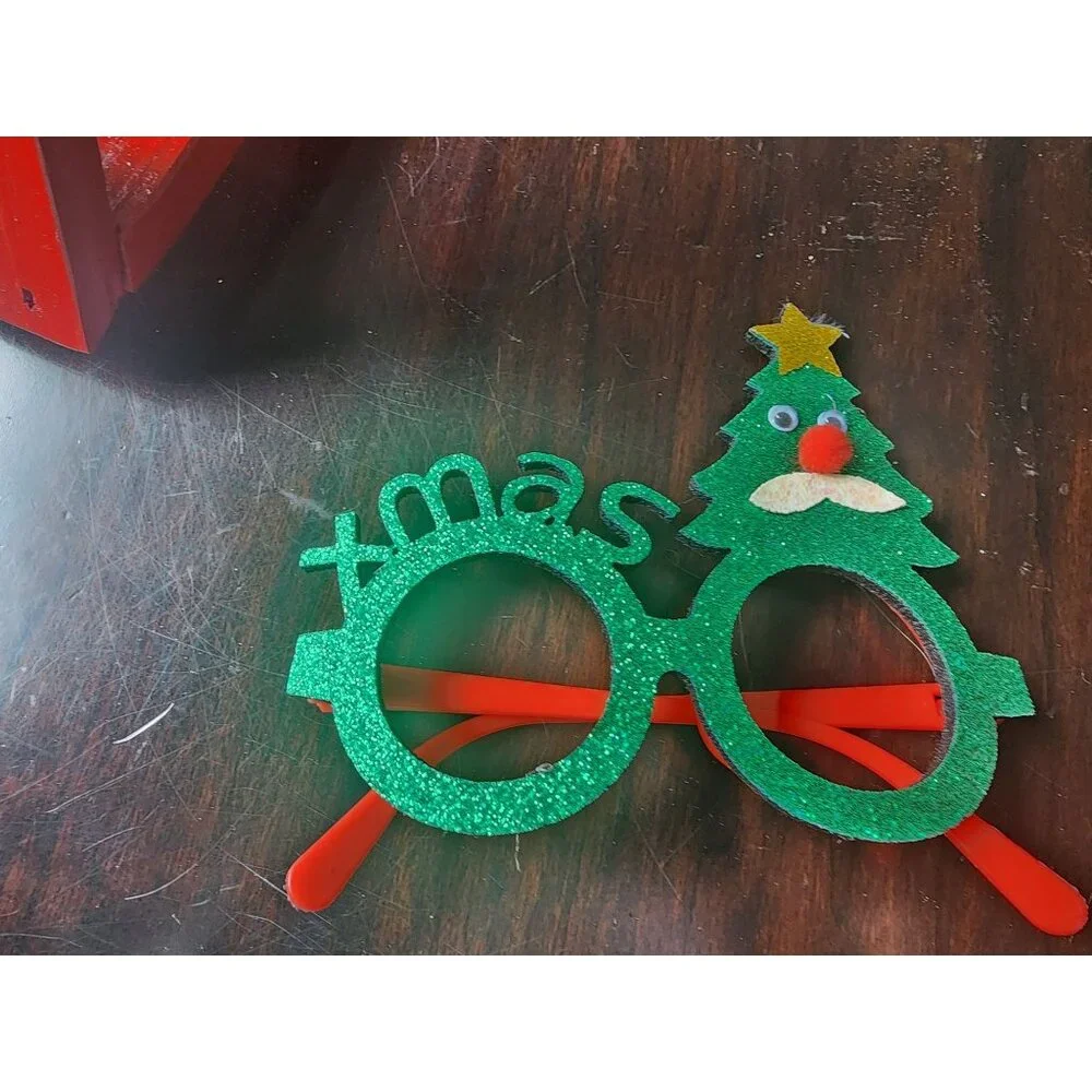 Holiday Xmas Reindeer Glitter Glasses Festive Fun Eyewear